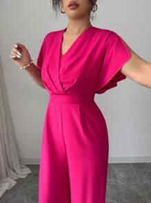 Elenzga 女士纯色束腰优雅日常度假连体裤