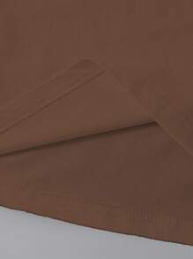 EMERY ROSE Plus Size Women Cowboy Boots & Hat Letter Pattern Printed T-Shirt Casual Short Sleeve Round Neck Top Graphic Tees Women Tops - Coffee Brown - View 4