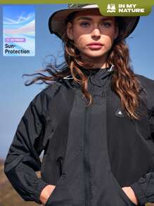 In My Nature 女士长袖连帽防晒夹克 - 黑色 - 查看 4