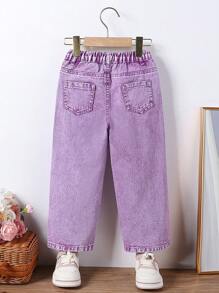 Young Girl' Retro All-Match Simple Versatile Loose Comfortable Maillard Coffee Brown Denim Wide Leg Pants
