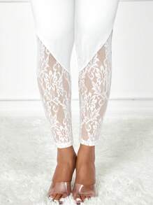 SHEIN Lady Spring And Summer Elegant White Knitted Long Lace Stitching Plus Size Leggings Professional Wear Women's High Waist Leggings Summer Outfits For Women Summer Dresses For Women Vacation Outfits Woman Beach Outfits For Woman Wedding Guest Dress Women Birthday Dresses For Women Cheetah Print Business Casual Woman Birthday Outfits For Women 4th Of July Women White Leggings Women White Pants For Women White Pants Set For Women