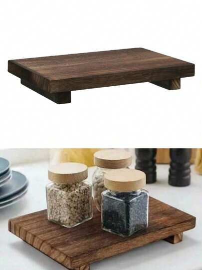 1 Pc Simple Style Footstool Wooden Stool With Wooden Tray And Stand Base, Multi-Purpose For Bathroom, Kitchen, Soap Dish, Flower Stand, For Home Decoration House Decoration Valentine DAY, Valentines Wedding, Birthday,Fall Decor