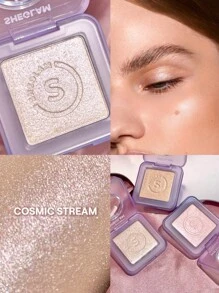 SHEGLAM Moonside Highlighter-Cosmic Stream Powder Highlighter Powder Shimmer Long Wear Brightening Non-Caking Glow Highlighter White Highlighter Brand Beauty Makeup Face Paint Cosmetic For Women Girls Perfect For Winter Spring Ideal For Y2K Fancy Fashion Suitable For Birthday Gift Party Ready Best Color - Cosmic Stream - View 1