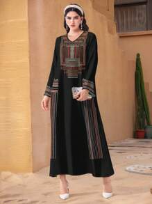 Minimalist Conservative Arabic Style Casual Dress,Modest - White - View 3