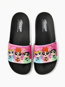 THE POWERPUFF GIRLS X SHEIN Dép nữ PVC hoạt hình nhiều màu sắc dễ thương thời trang, thích hợp để mặc trong nhà và ngoài trời - Nhiều màu - Xem 5