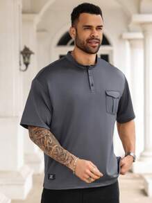 Manfinity Homme Plus Size Men's Casual Simple Fashion T-Shirt, Everyday Wear