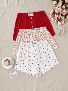 CottageSlumber 女士印花休闲睡裤三件套 - 彩色 - 查看 5