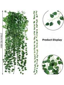SHEIN 1pc/12pcs/24pcs Artificial Watermelon Vine Plant Decoration, Greenery Wall For Weddings And Parties, Ivy Fake Flower For Ceiling Decoration, Valentine Day, Gift - Green - View 2