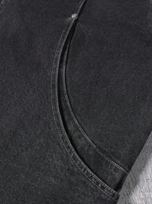 Manfinity EMRG Men's Washed Khaki Casual Loose Denim Jacket - Light Grey - View 5