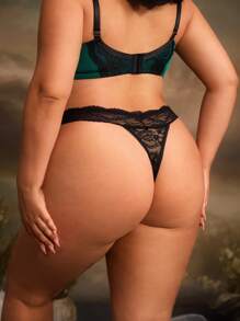 PinupGlam Tanga de encaje cómodo para tallas grandes