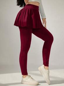 Modelyn Conjunto de falda con volantes de color liso y mallas para mujer para hacer ejercicio y fitness