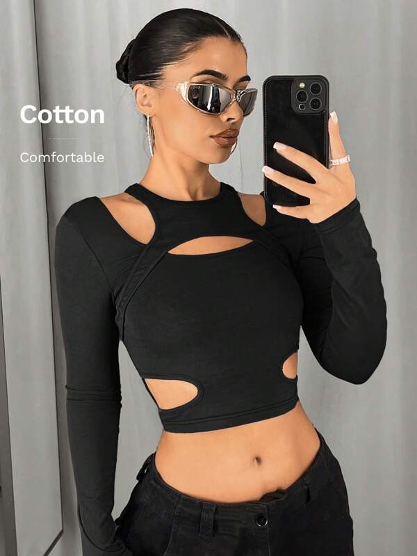 SHEIN ICON Tricou decupat de culoare solidă