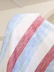 Plus Size Striped Print Camisole Sleep Dress - Multicolor - View 5