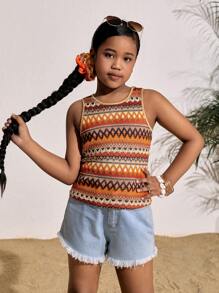 Tween 女童休闲度假彩色条纹背心