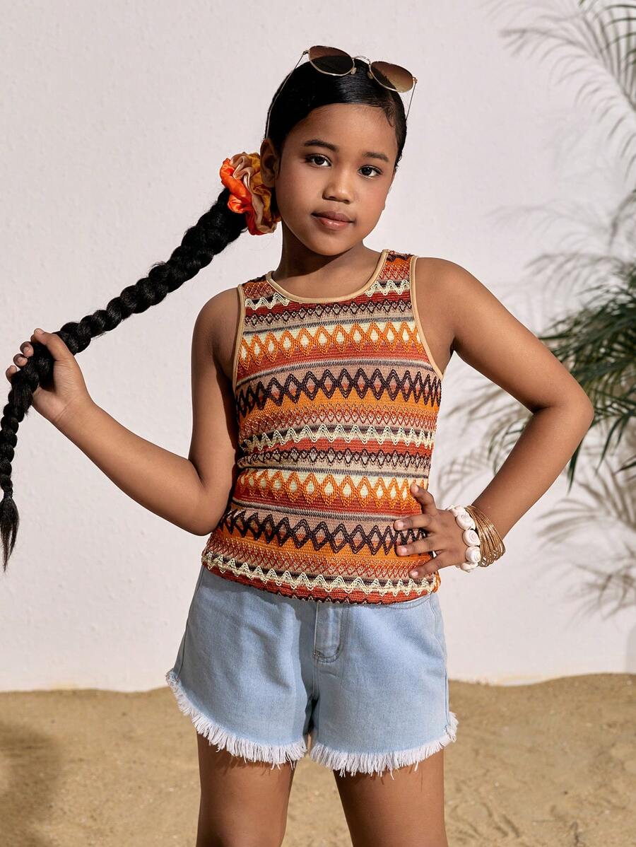 Tween 女童休闲度假彩色条纹背心