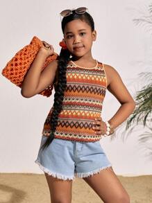 Tween 女童休闲度假彩色条纹背心