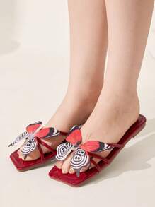 CUCCOO CHICEST Giày sandal đế bằng khóa kim loại thời trang màu đỏ cho nữ - Màu Đỏ Sâu - Xem 6