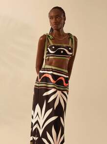 CAJUNI Damen Carioca Urlaubs Lässig Sommer Boho Tropischer Schmetterling Muster Träger Camisole