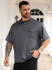 Manfinity Homme Plus Size Men's Casual Simple Fashion T-Shirt, Everyday Wear
