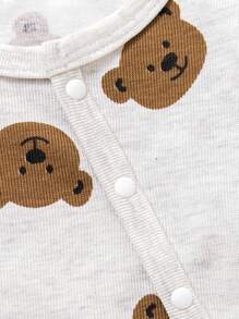 SHEIN 3 件套新生儿婴儿男女款蛇皮印花长袖衬衫和连脚裤配帽子冬季服装 - 淺灰色 - 查看 8