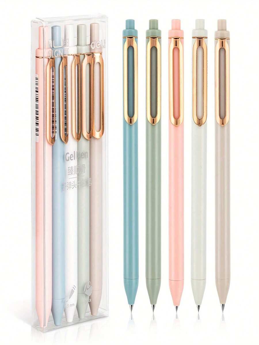 5Pcs-Pen Set 0.5 Mm Retractable Ball Neutral Pen Suitable For Home And Office Back To School Graduation Gift