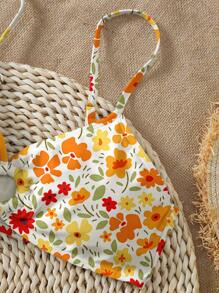 3pcs Teen Girls Casual Simple Camisole Bra & Triangle Panty Swimwear Set, For Summer - Multicolor - View 4