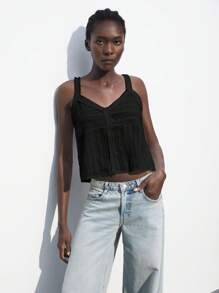 Maija Women's 2025 Summer Black Tassel Camisole Top, Front Open Design, Casual Business Daily Commute, Elegant For Beach Resort, Wedding Guests, Country Music Festival, Brunch, Airport, 90s Retro