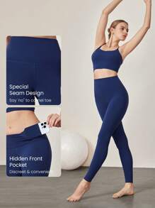 GLOWMODE 26吋featherfit™高期望超高腰口袋緊身褲 - Dark Blue - 查看 4