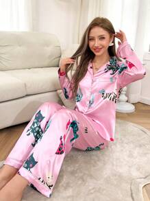 Dream Adore 2pcs/Set Women's Cute Cat Print Pajamas Set