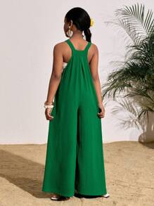 SHEIN Groene vakantie casual camisole jumpsuit voor meisjes
