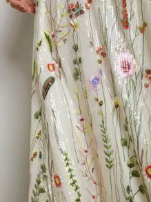 COSMINA 女士松紧腰花卉刺绣长裙 - 彩色 - 查看 7