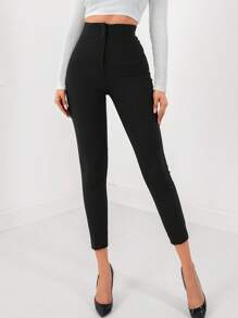 RueChic High Waist Skinny Pants - Black - View 3