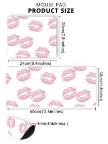 ROMWE Kawaii Fashionable Pink Lip Print Pattern White Base Anti-Slip Waterproof Thick Mouse Pad - Multicolor - View 3
