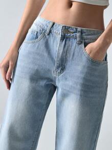 LYSMO Pantalones vaqueros para mujer de uso diario, de unicolor y diseño simple - Lavado ligero - Ver 7