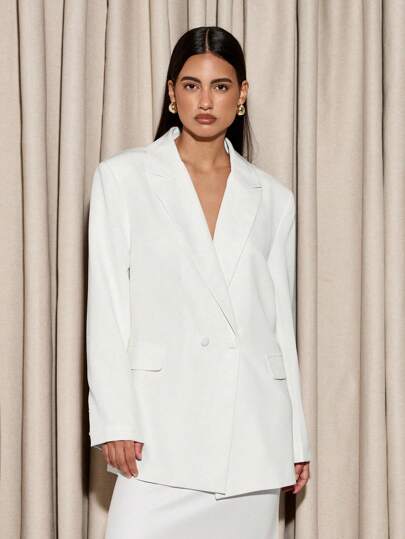 AiiRZ Professional Double-Breasted Blazer Oversized Fit Business Office Work Suit Jacket Formal Career Wear Executive Lapel Corporate Collection