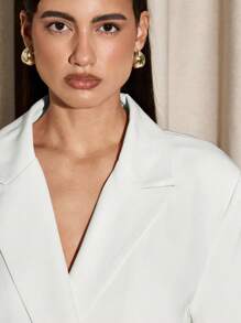 AiiRZ Áo khoác vest công sở cỡ lớn chuyên nghiệp hai hàng khuy Áo khoác vest công sở lịch sự trang trọng Ve áo điều hành Bộ sưu tập công ty - trắng - Xem 6