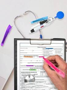 1 Set Nurse Pen Set - 1 Pc Highlighter Pen 1pc Marker Pen 1pc Retractable Ball Pen 1pc Nurse Retractable ID Name Badge Reel - Multicolor - View 9