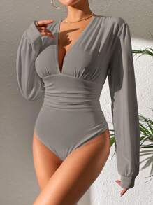 SHEIN Tall Long Sleeve Bodysuit, Minimalist And Fashionable, Suitable For Summer