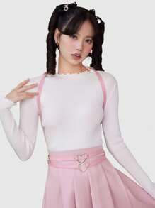 ROMWE 1pc Y2K Cute Kawaii Heart Decor Suspender/Bib Strap, Carnival - Pink - View 3