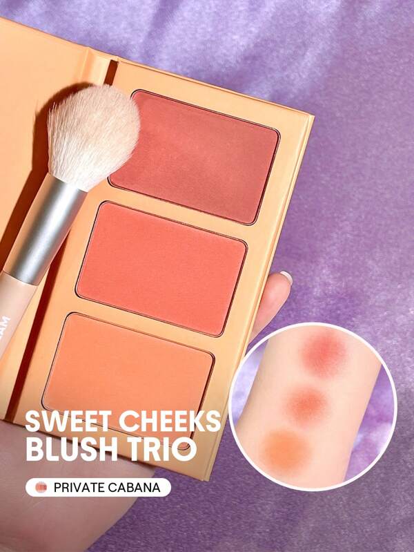SHEGLAM Sweet Cheeks Blush Trio-Private Cabana 3-Clolor Powder Blush Palette Lunga Tenuta Alta Pigmentazione Pore-Less Matte Cheeks Tutto Il Giorno Blush Natale Inverno Rosa Marrone Rosa Blush Marchio Bellezza Trucco Cosmetico Per Donne Ragazze Perfetto Per Autunno Inverno Ideale Per Y2K Elegante Moda Adatto Per Compleanno Natale Presente Festa Pronto Migliore Colore