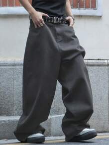 Manfinity Hypemode Men's Black Loose Fit Baggy Jeans - Dark Grey - View 4