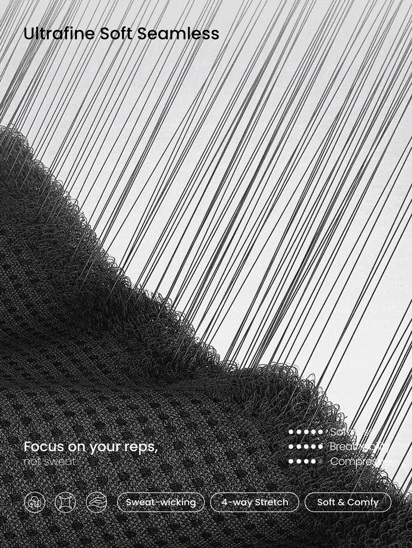 GLOWMODE 無縫實色肩帶修身運動內衣，柔軟吸濕 - 黑色 - 查看 4