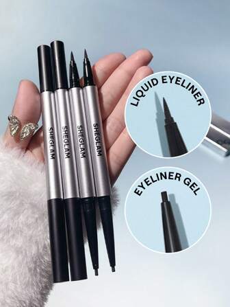 Crayon Pour Les Yeux En Gel à Double TêTe ImperméAble Noir En Ligne Eyeliner Liquide Longue DuréE RéSistant à La Transpiration Et Aux Taches Eyeliner De NoëL Henna Marque Beauté Visage Maquillage CosméTique Pour Femmes Filles Parfait Pour Hiver IdéAl Pour Y2K ÉLéGant Mode Adapté Pour Anniversaire Xmas Cadeau FêTe PrêT Meilleure Couleur