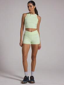 修身工字领短款上衣 Musera Sport Active 健身、板网球、网球、匹克球健身房健身 - 黃色 - 查看 5