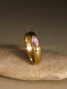 New Colorful Cubic Zirconia CZ Stone Crystal Ring For Women Stainless Steel Waterproof 18K Gold Plated Statement Eye Shape Rings Winter Gifts - Ring - View 1