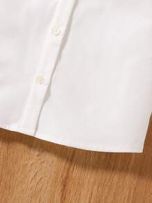 SHEIN Blusa con ribete de encaje talla grande para niña, adorable y fresca
