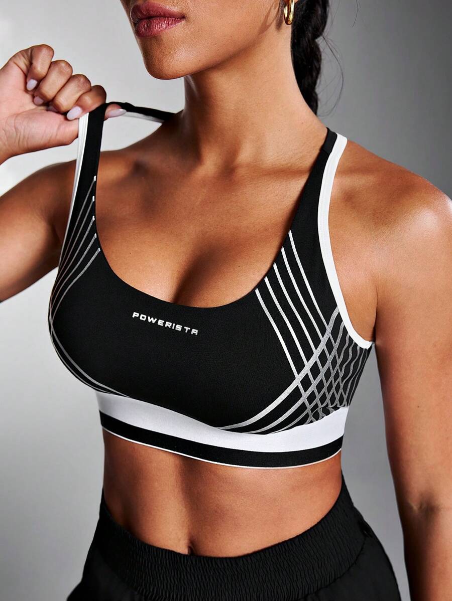 Powerista Women's Color Blocking Cutout Back Sports Bra - Black - View 1