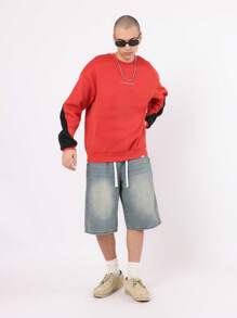 SUMWON Brooklyn Retro Streetwear Sweatshirt Urban Varsity Style Letter Print Casual Pullover Sweatshirt Athletic Crewneck Fall Winter Fashion - Red - View 7