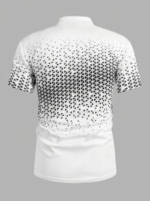 Manfinity Sport Corelite Camisa polo casual con cremallera y estampado geométrico de manga corta para hombres