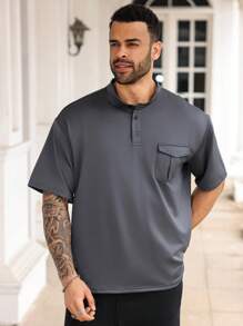 Manfinity Homme Plus Size Men's Casual Simple Fashion T-Shirt, Everyday Wear